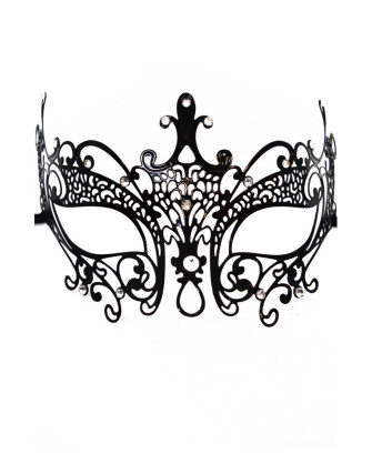 Masque vénitien Lucia rigide noir  avec strass  